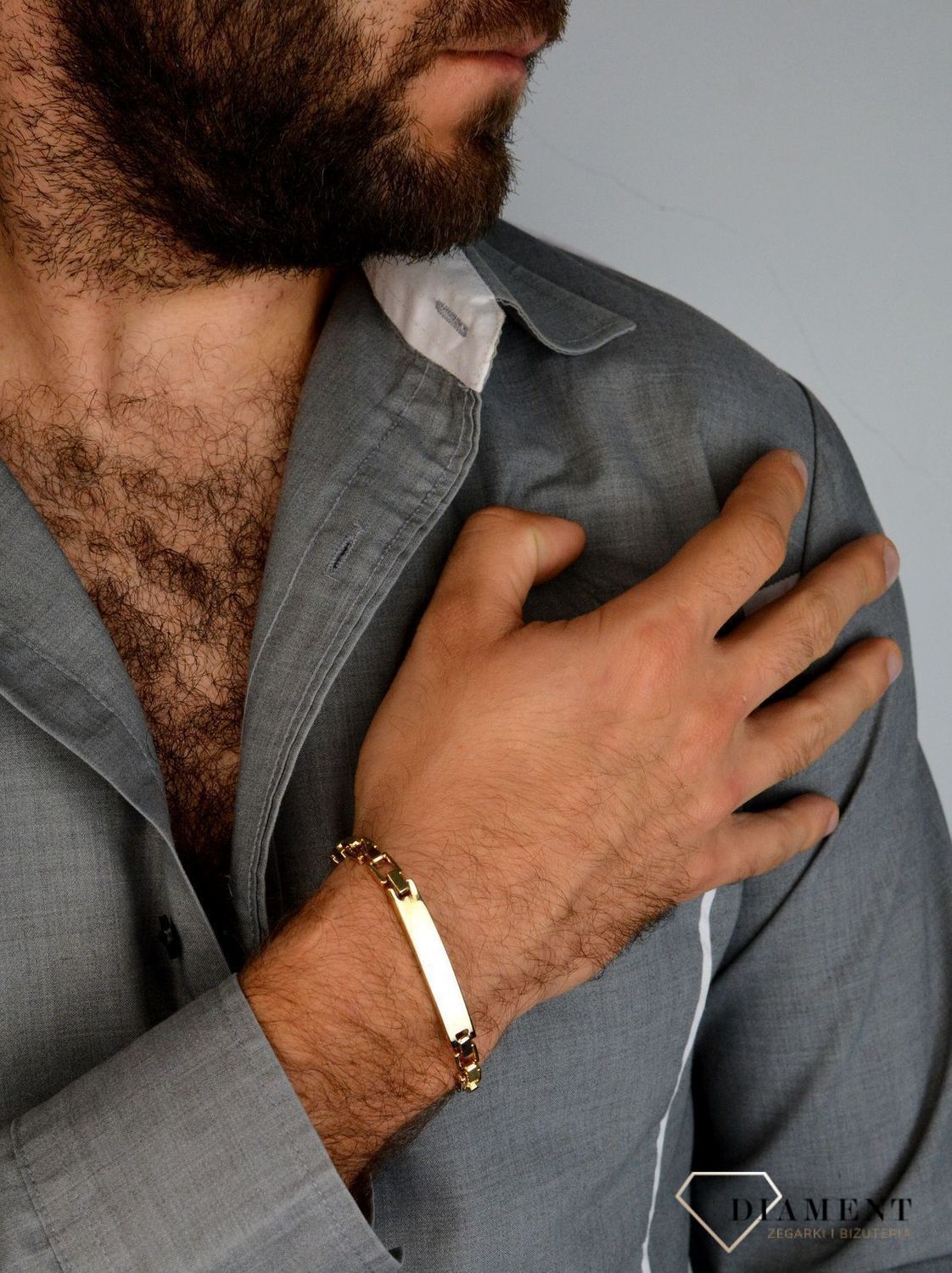 Złota bransoletka szeroka z blaszką do graweru DIA-BRA-4155-585 (1).jpg