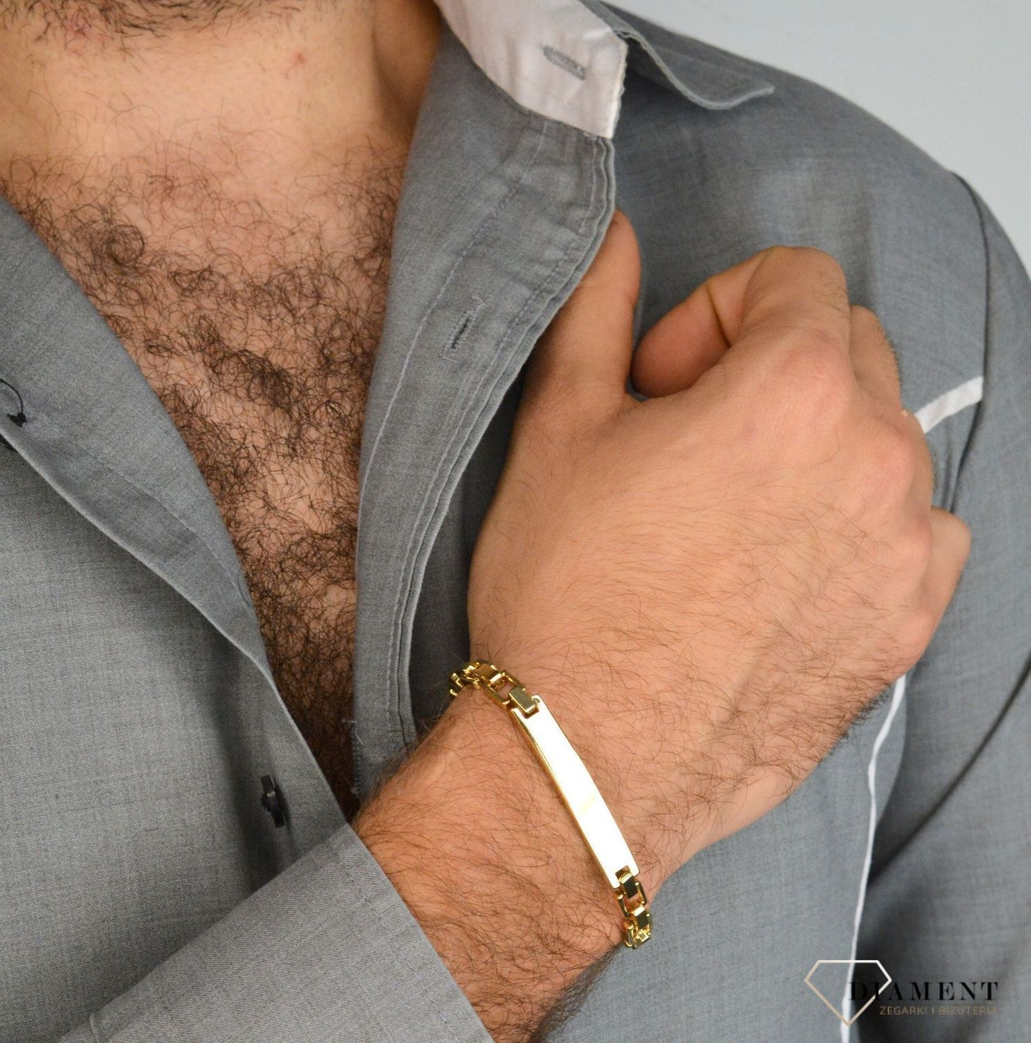 Złota bransoletka szeroka z blaszką do graweru DIA-BRA-4155-585 (1).jpg