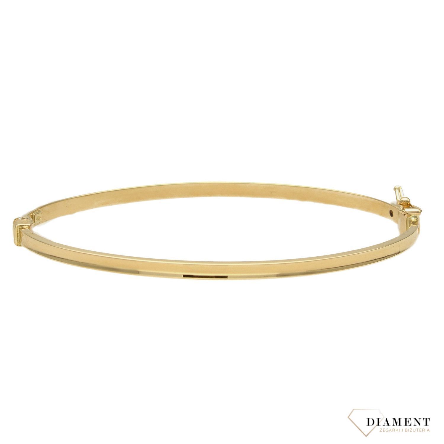 Złota bransoletka sztywna o gładkiej powierzchni DIA-BRA-4220-585. Klasyczna, sztywna bransoletka w kształcie koła wykonana z wysokiej próby złota 585 (1).jpg