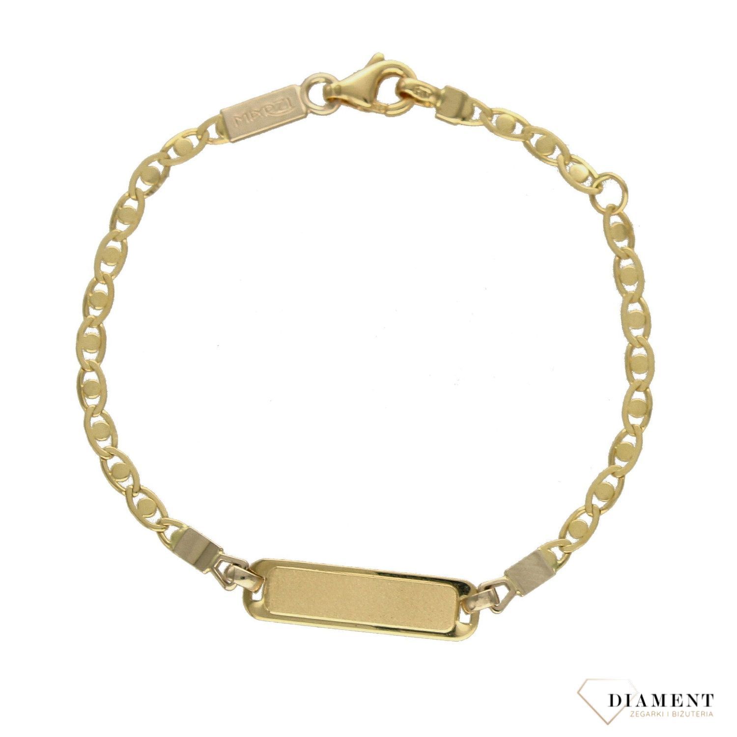Złota bransoletka dla dziecka z blaszką do graweru DIA-BRA-4284-585 (1).jpg