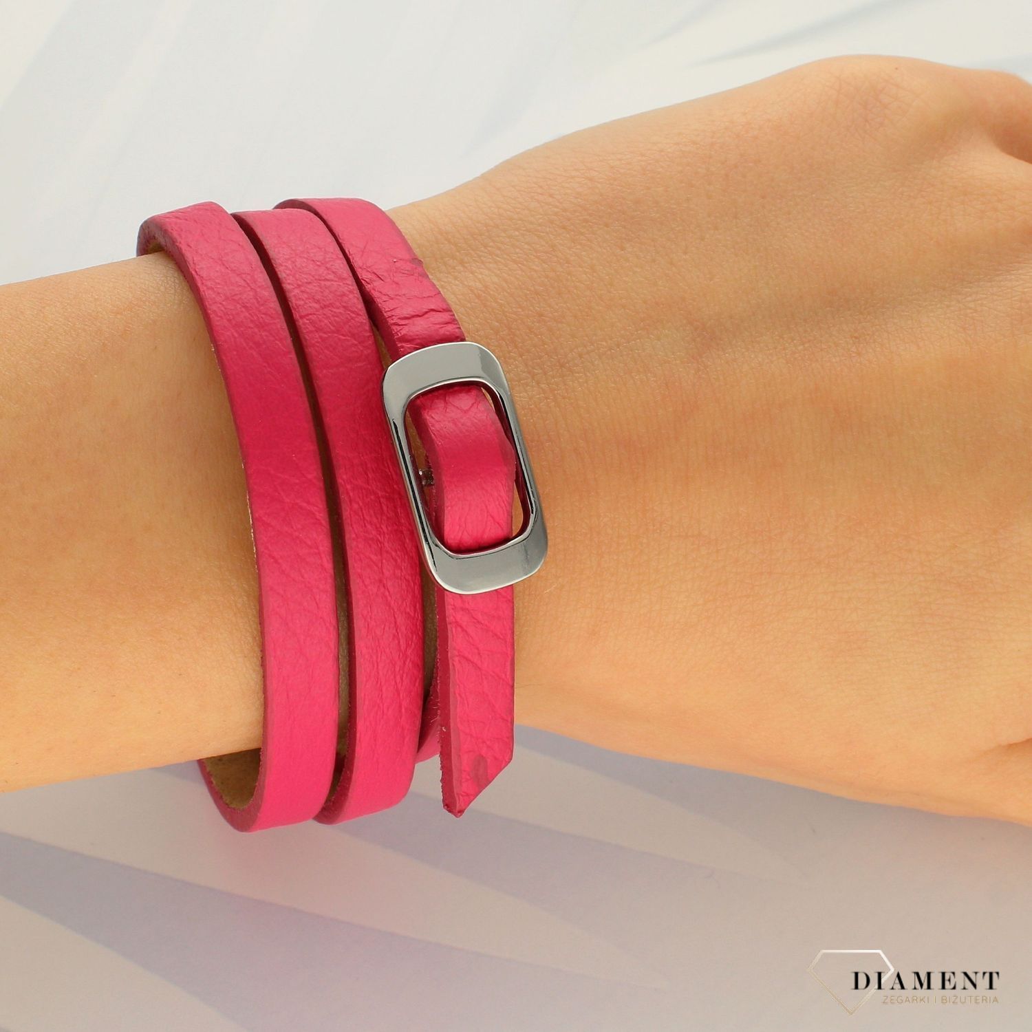 Bransoletka damska skórzana 'Mocny róż' DIA-BRA-4338-INNE (1).jpg