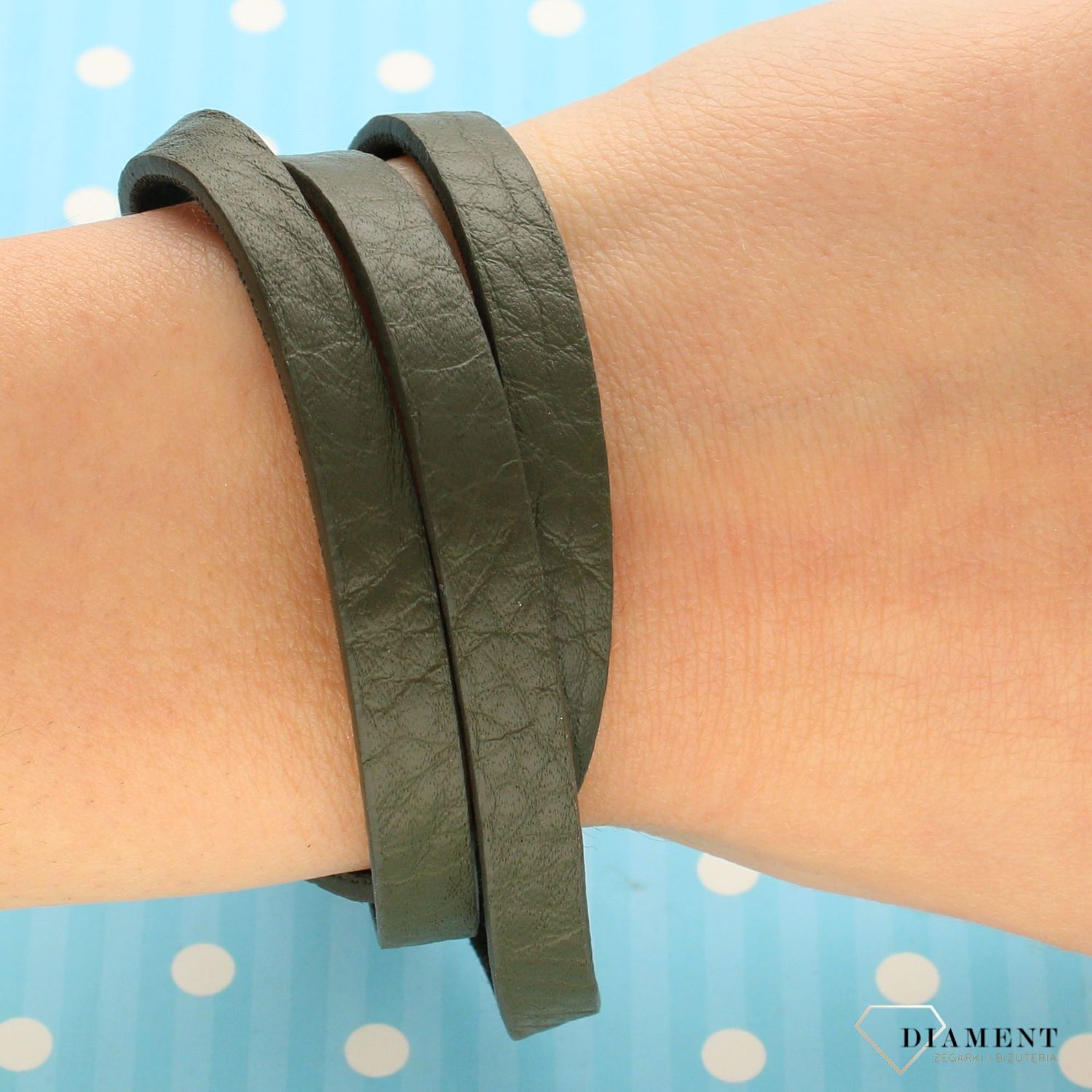 Bransoletka damska skórzana zielona BRAPOIN59002000 (1).jpg