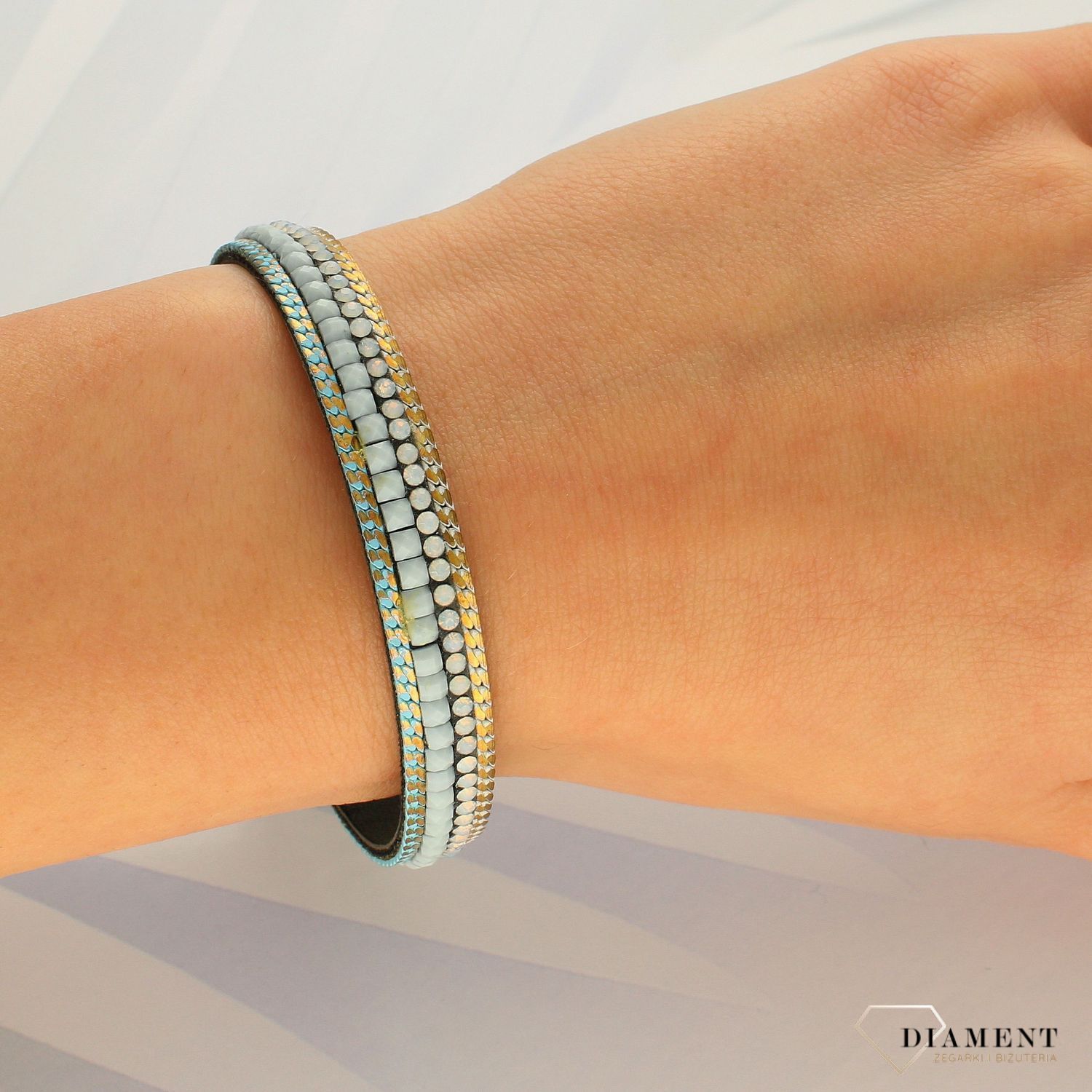 Damska skórzana bransoletka z białymi cyrkoniami DIA-BRA-4343-INNE (1).jpg