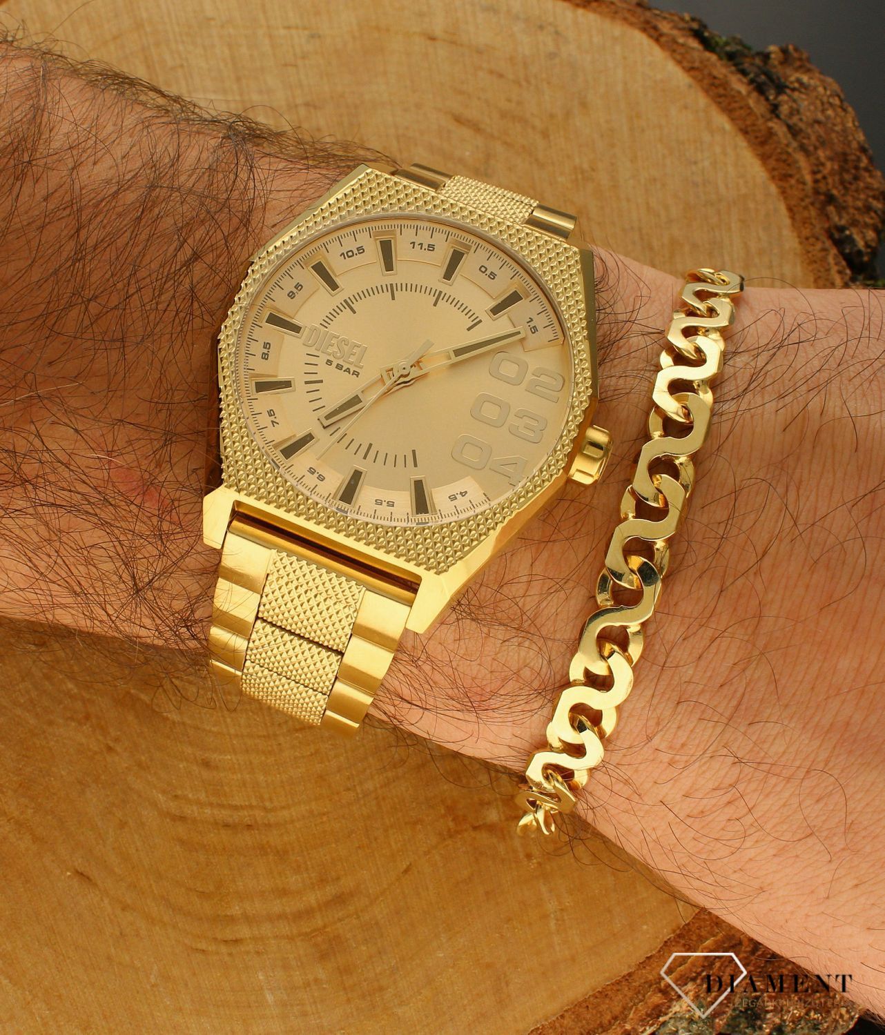 Złota bransoletka męska pełne ogniwa DIA-BRA-4370-585. Ponadczasowa biżuteria, w której harmonijne wzory wspaniale łączą się z blaskiem żółtego złota (1).jpg