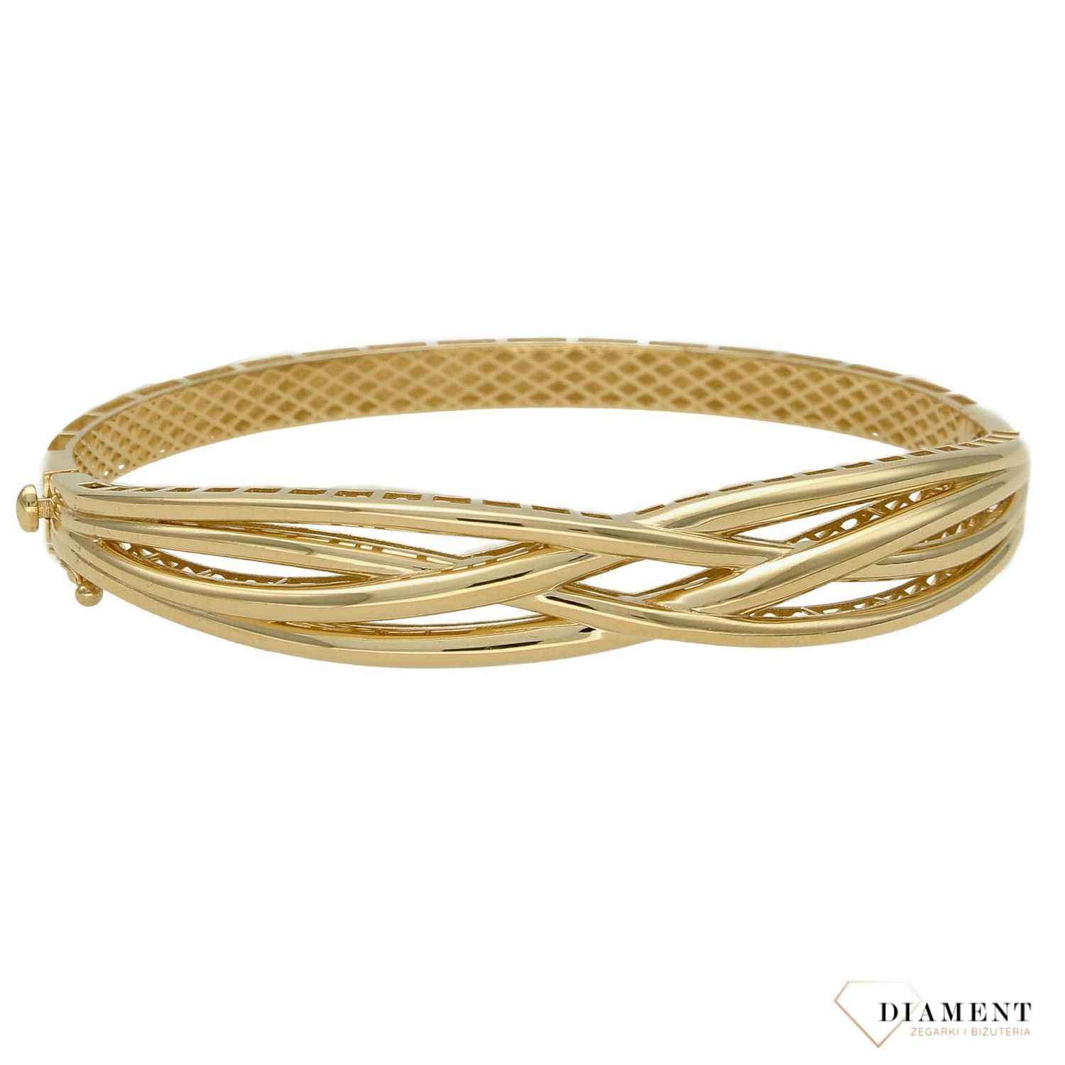 Złota bransoletka sztywna z efektownym zdobieniem DIA-BRA-4378-585 (1).jpg