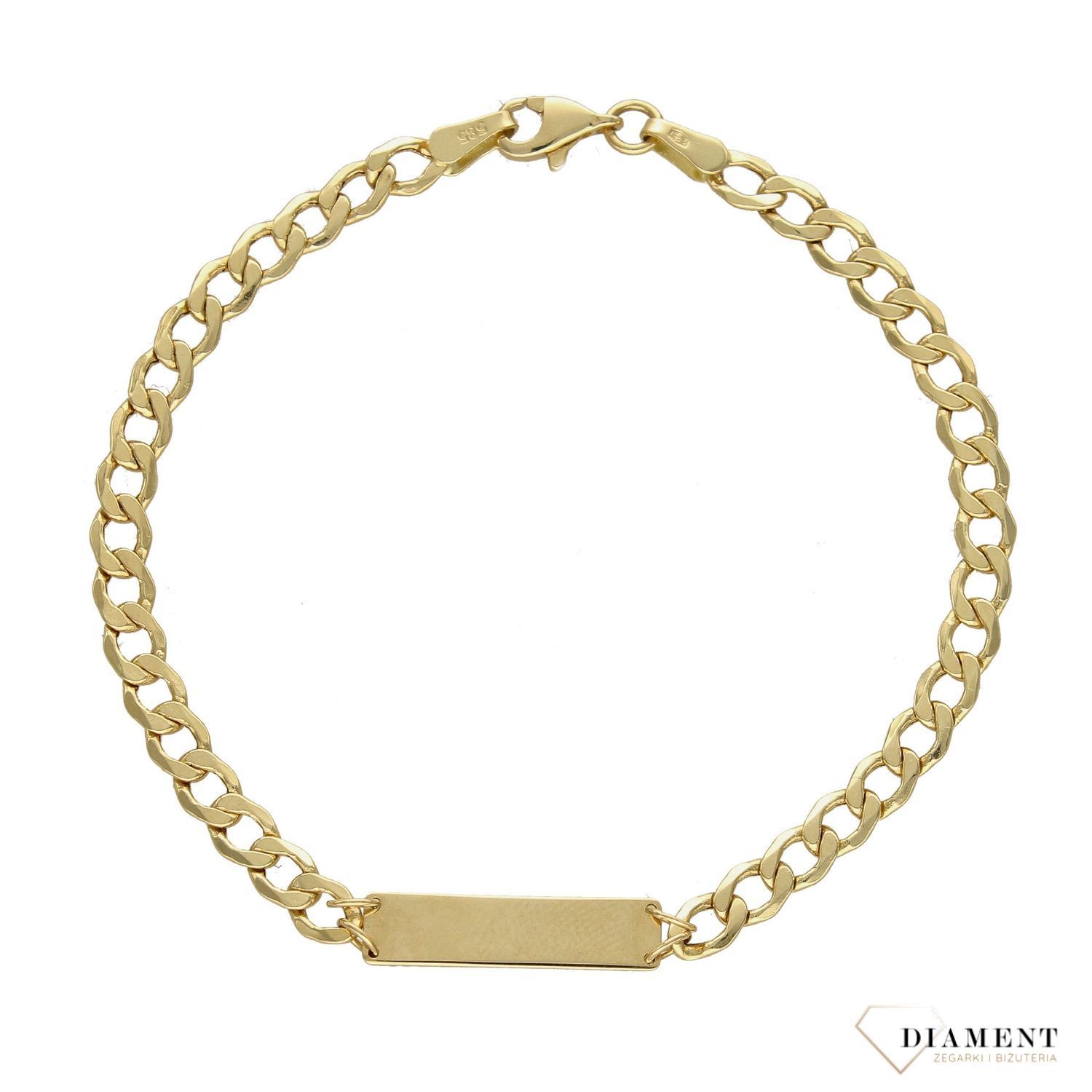 Złota bransoletka pancerka z blaszką DIA-BRA-4382-585. Złota bransoletka z blaszką to idealny pomysł na prezent (1).jpg