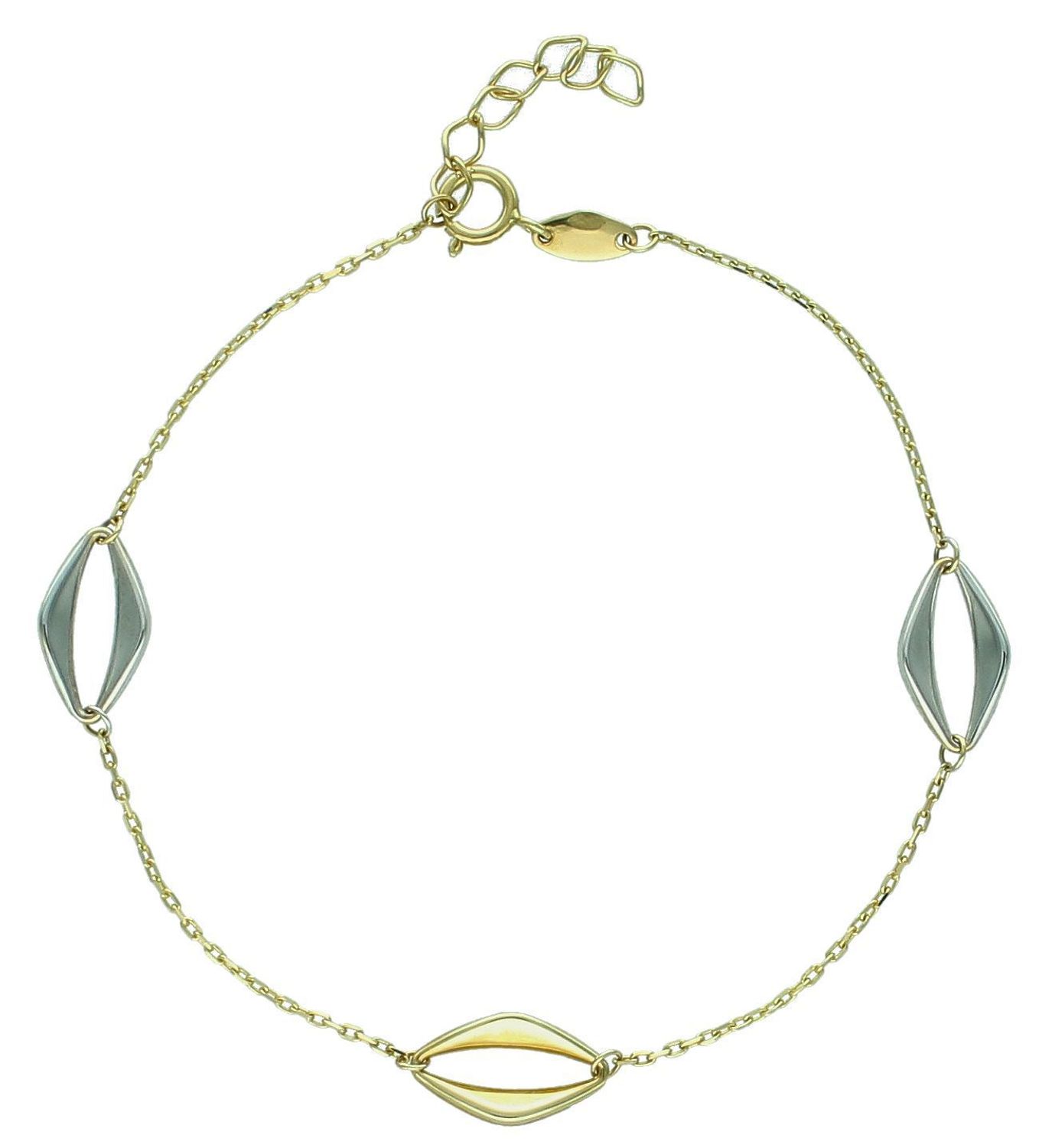 Złota damska bransoletka Łezki z żółtego i białego złota 585. Delikatna, kobieca bransoletka ozdobiona łezkami w żółtym i białym złocie, wykonana z wysokiej próby złota 585. 1.jpg