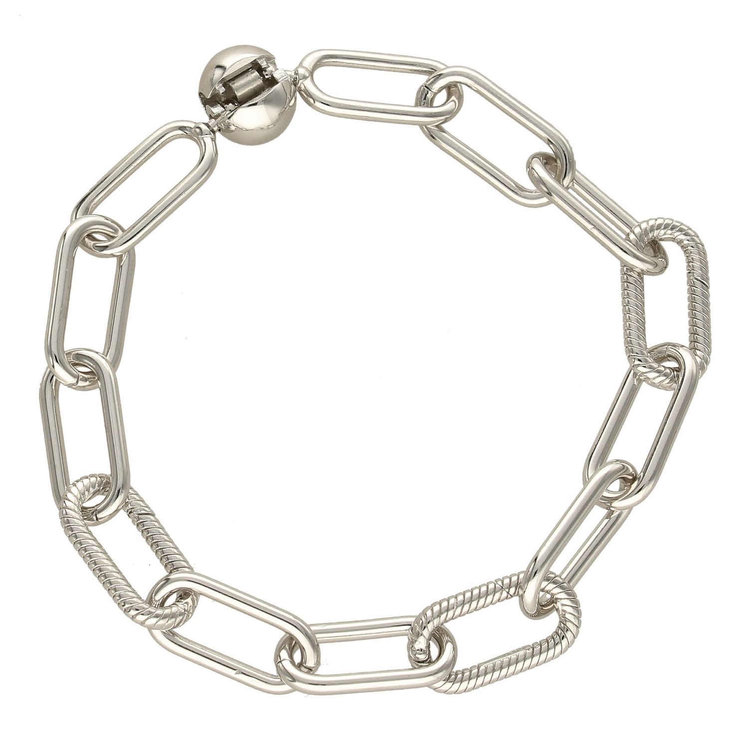 Srebrna bransoletka spinacze, duże oczka 925 DIA-BRA-4644-925 (2).jpg