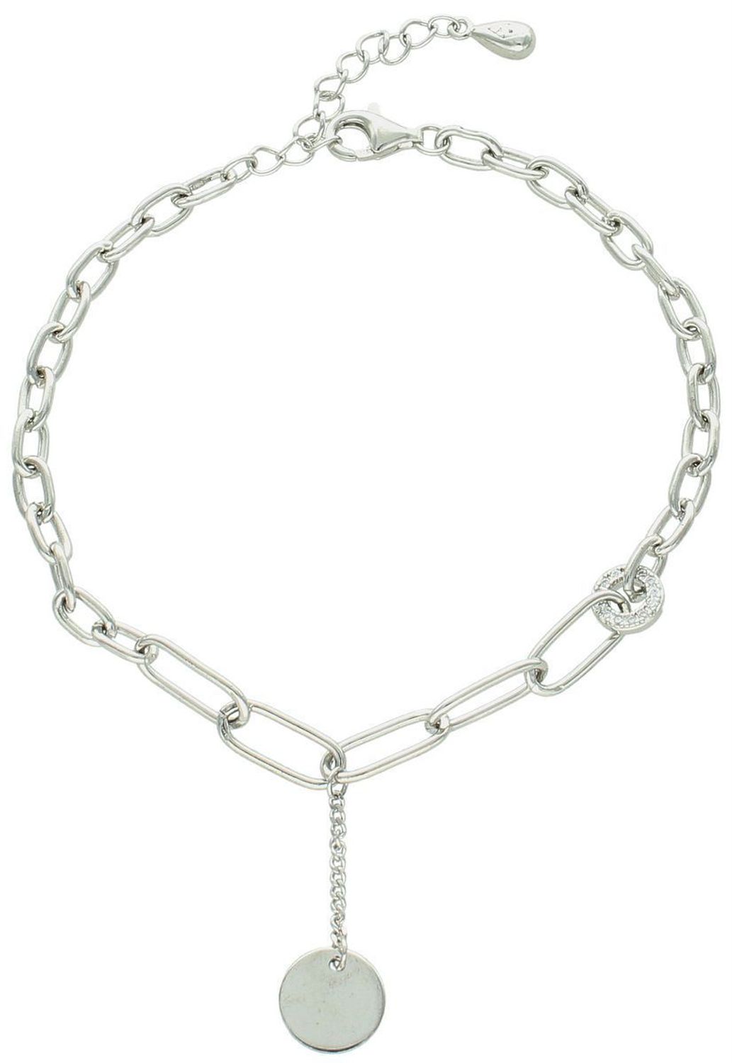 Bransoletka damska srebrna spinaczowa z wisząca blaszką próba 925, DIA-BRA-4646-925 1.jpg