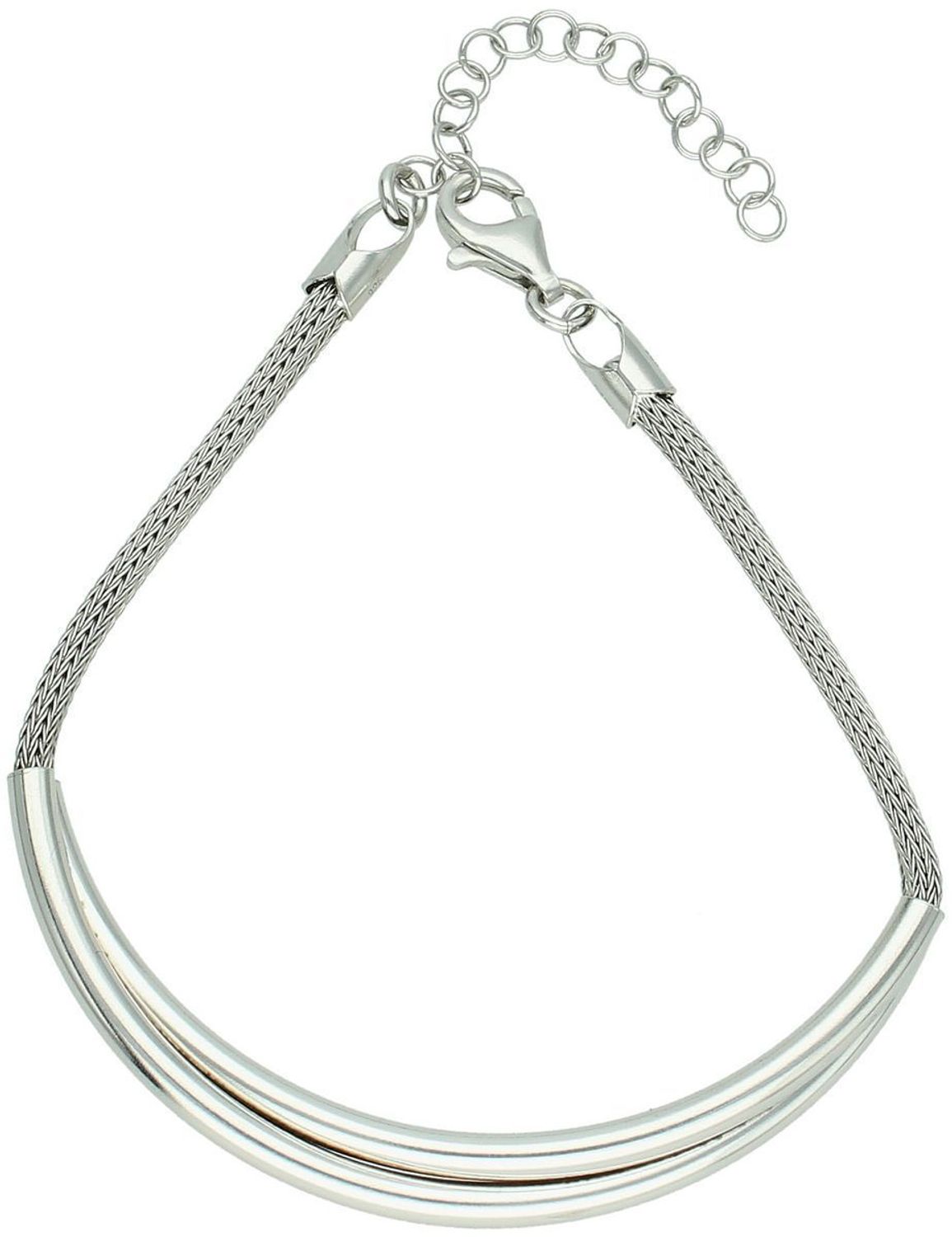 Bransoletka srebrna próby 925 DIA-BRA-4652-925, w połowie sztywna z plecionym wzorem. Długość 17+3 cm, waga 8,80 g, zapięcie na karabińczyk. Stylowa i solidna biżuteria.1.jpg