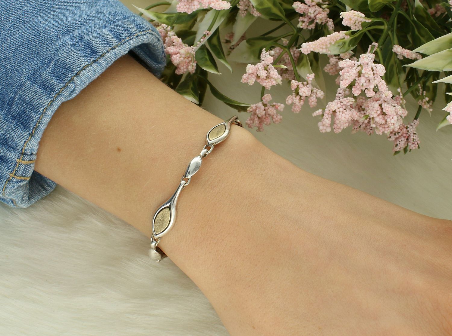 Bransoletka srebrna pokryta złotem próba 925, DIA-BRA-4678-925...jpg