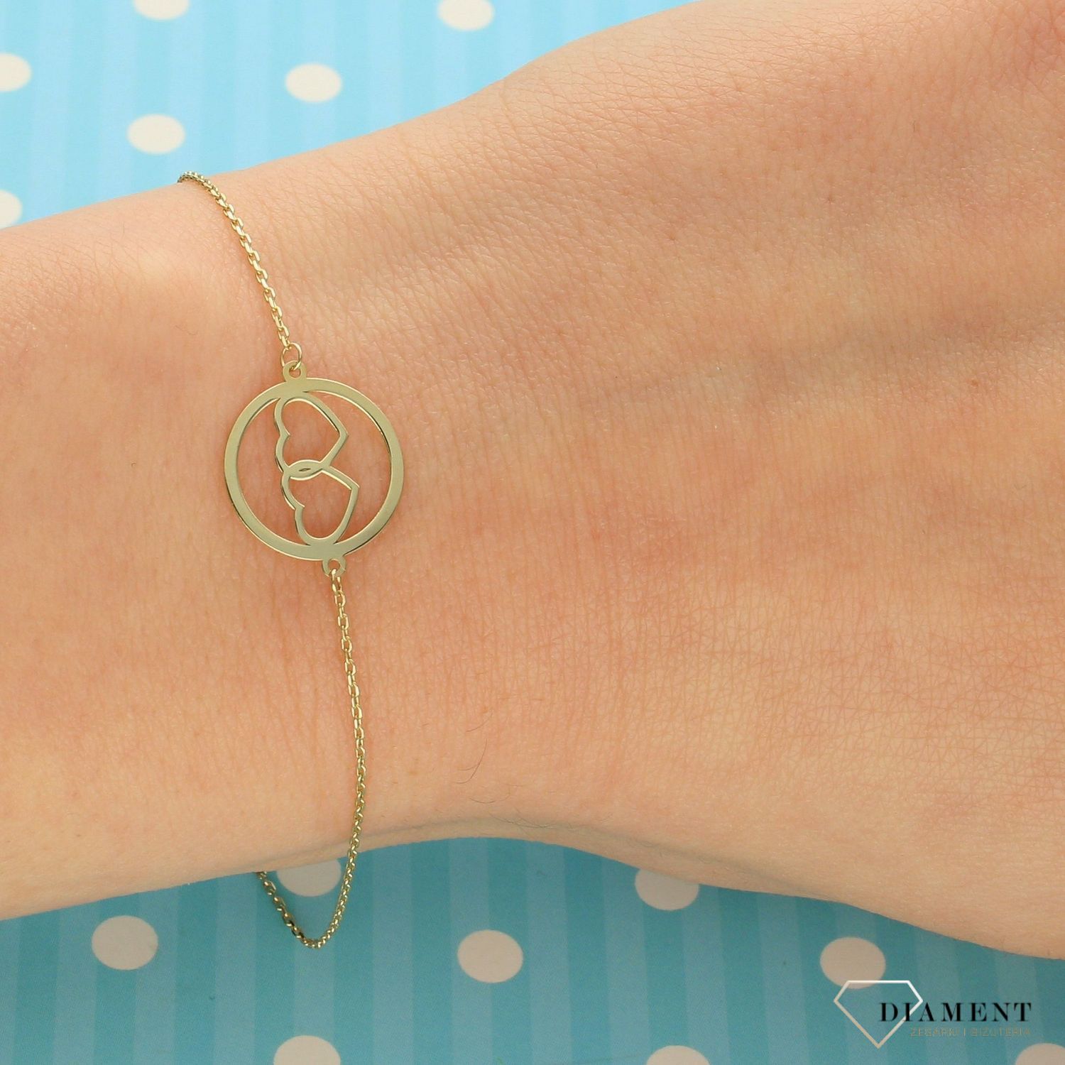 Złota bransoletka celebrytka 375 kółko z dwoma serduszkami DIA-BRA-47K50-FOB0027-Y-375 (1).jpg