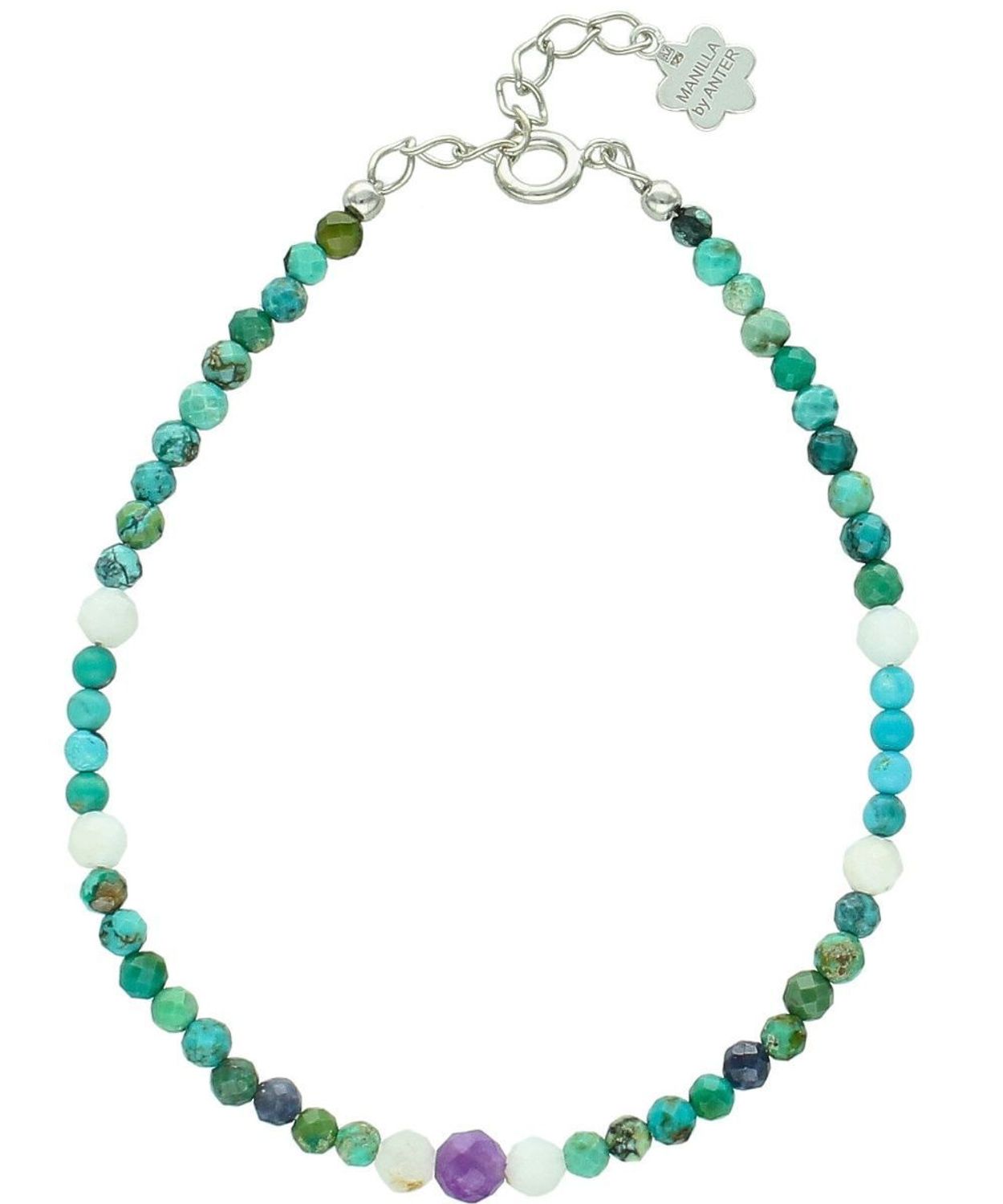 Bransoletka znak zodiaku Ryby – ametyst, kamień księżycowy, szafir, turkus srebro 925 znak.jpg