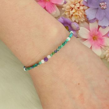 Bransoletka znak zodiaku Ryby – ametyst, kamień księżycowy, szafir, turkus srebro 925.jpg