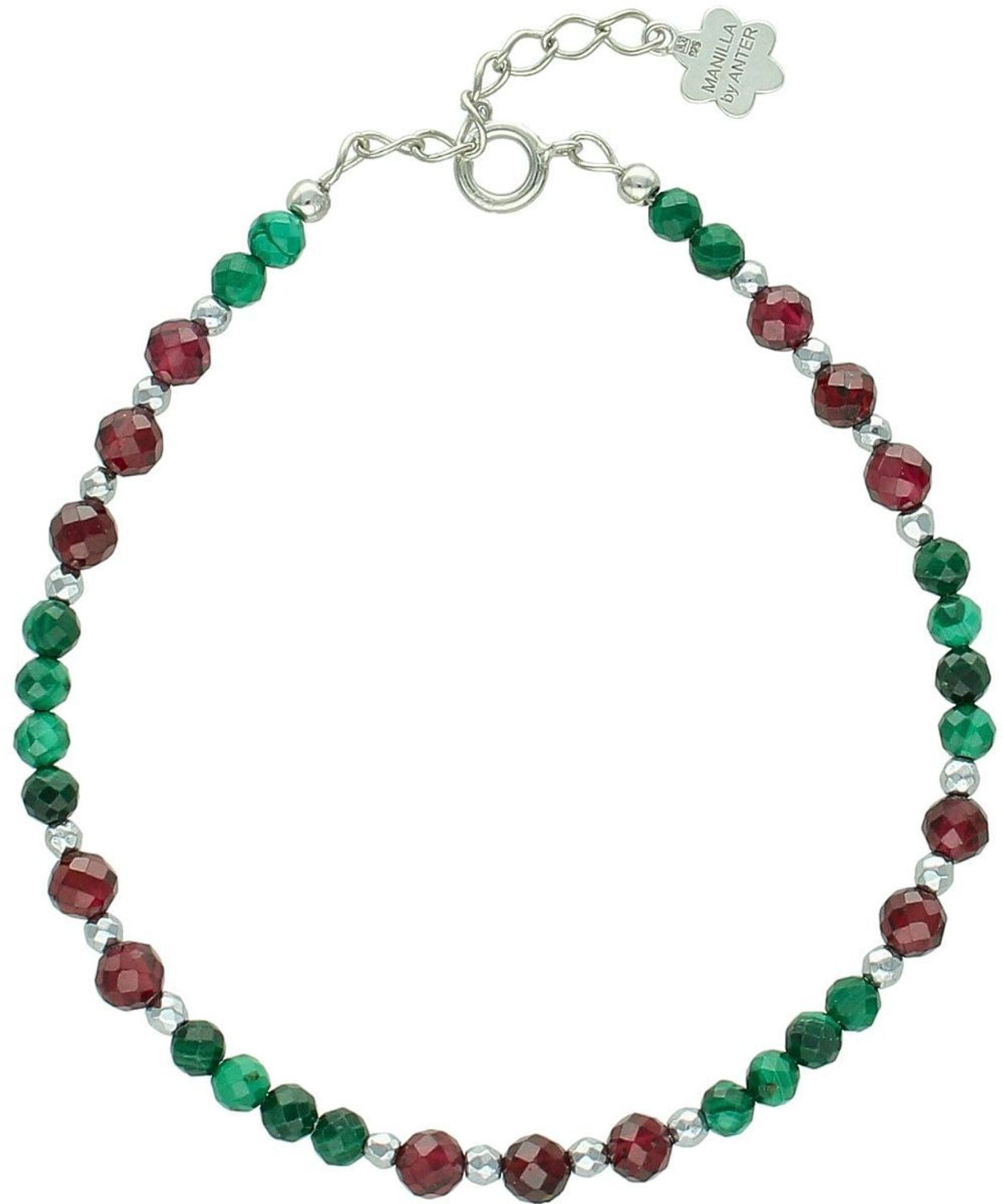 Bransoletka znak zodiaku Skorpion – granat, hematyt, malachit srebro 925 DIA-BRA-4854-925.jpg