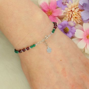 Bransoletka znak zodiaku Skorpion – granat, hematyt, malachit srebro 925 DIA-BRA-4854-925 zapięcie.jpg