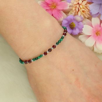 Bransoletka znak zodiaku Skorpion – granat, hematyt, malachit srebro 925.jpg