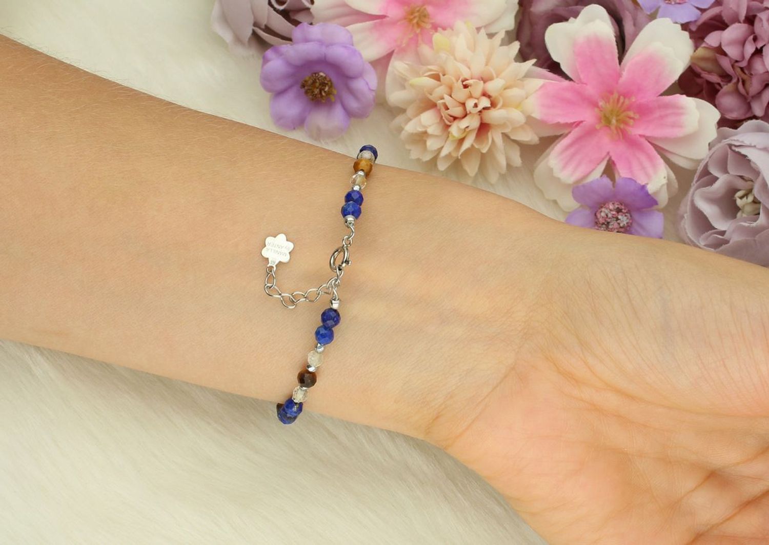 Bransoletka szczęścia znaku zodiaku- Panna lapis, cytryn, tygrysie oko DIA-BRA-4855-925. Urokliwa bransoletka składająca się z drobnych kamieni naturalnych dla znaku zodiaku- 1.jpg