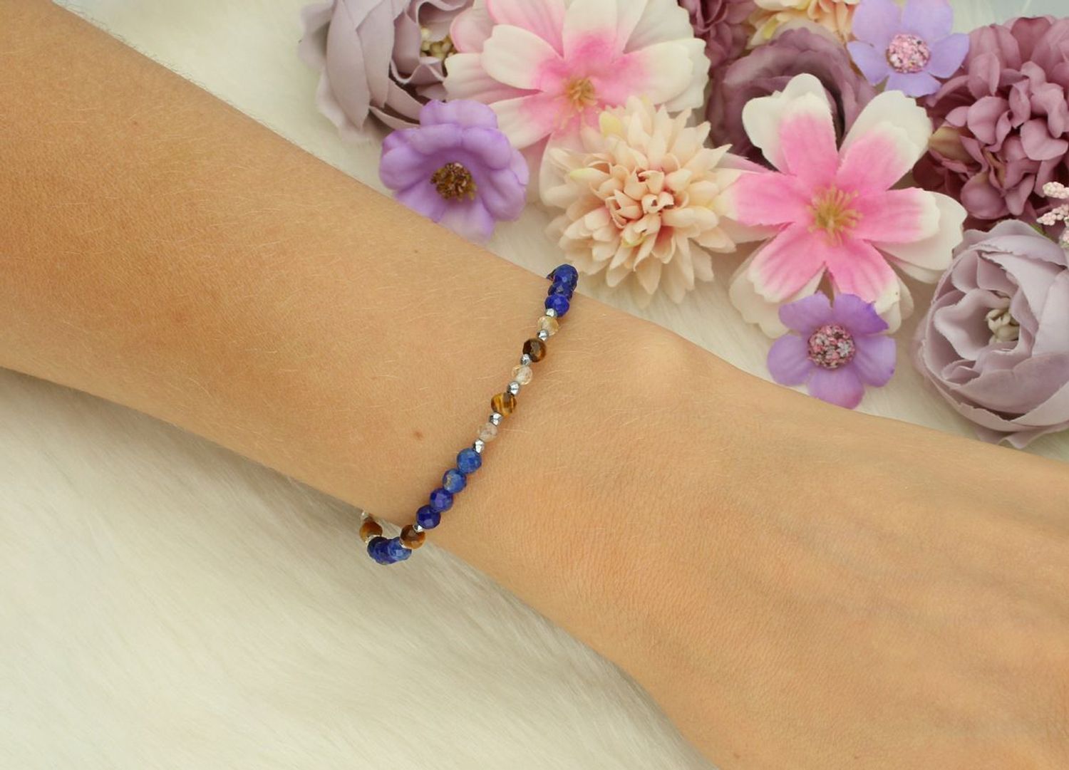 Bransoletka szczęścia znaku zodiaku- Panna lapis, cytryn, tygrysie oko DIA-BRA-4855-925. Urokliwa bransoletka składająca się z drobnych kamieni naturalnych dla znaku zodiaku- 1.jpg