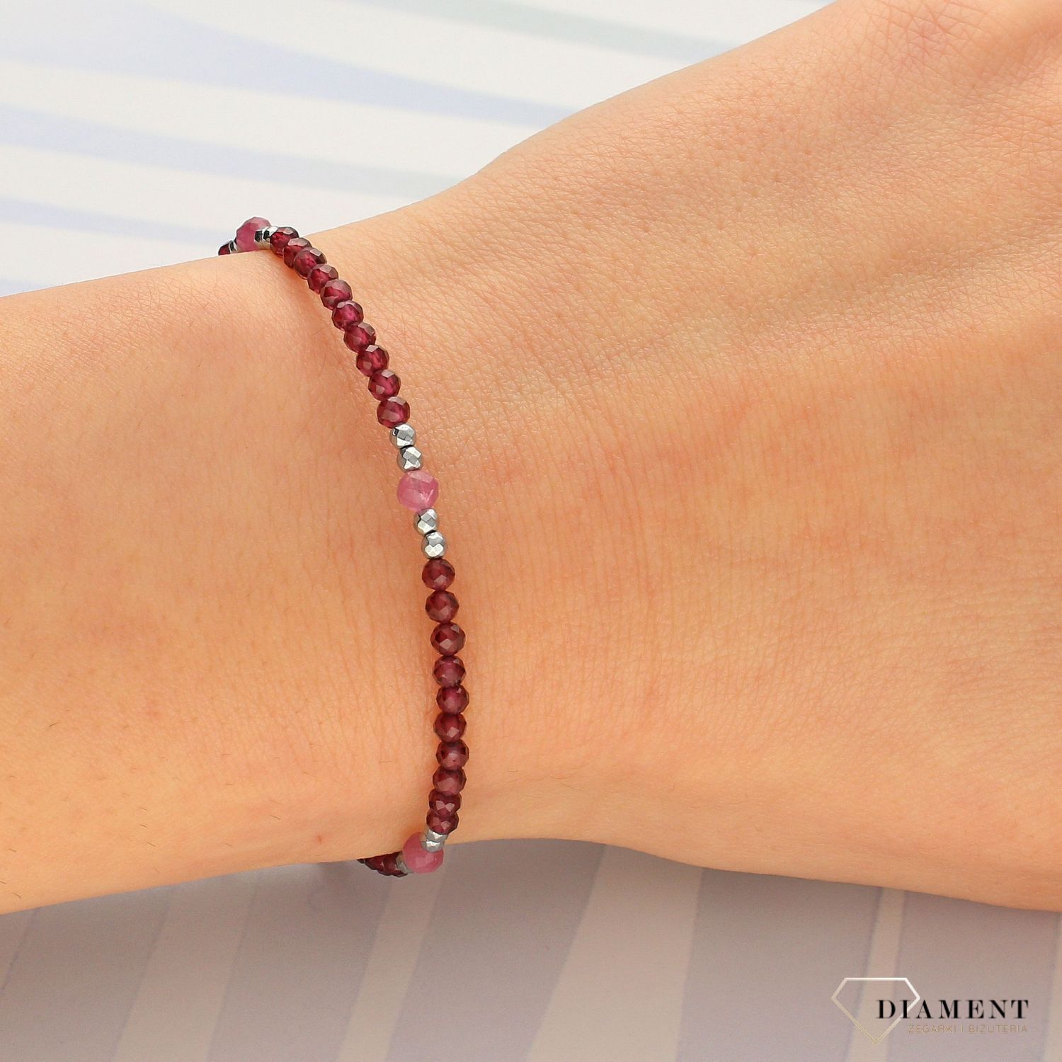 Bransoletka do znaku zodiaku- Baran hematyt, granat, turmalin różowy DIA-BRA-4859-925 (1).jpg