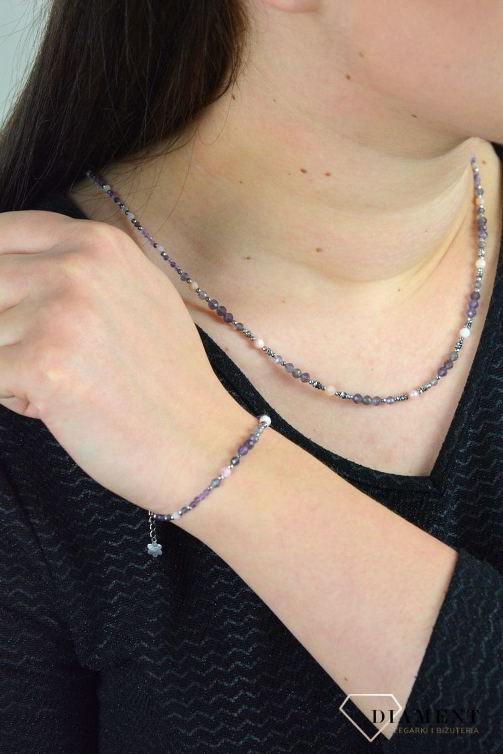 Bransoletka ametyst, opal różowy, hematyt, iolit DIA-BRA-4873-925.jpg