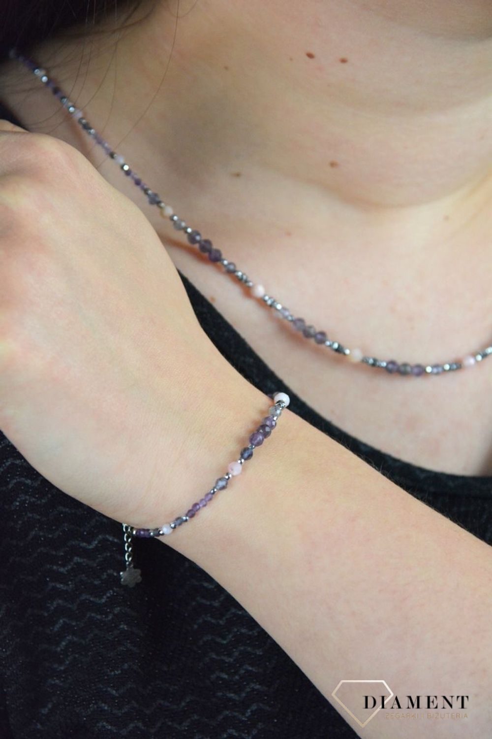 Bransoletka ametyst, opal różowy, hematyt, iolit DIA-BRA-4873-925.jpg