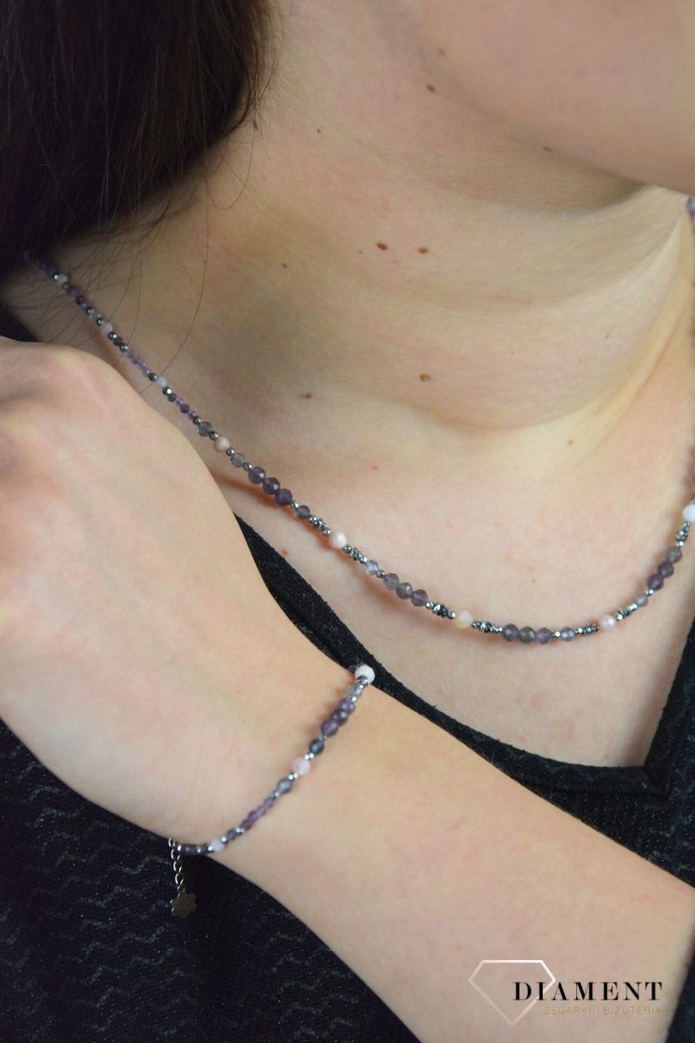 Bransoletka ametyst, opal różowy, hematyt, iolit DIA-BRA-4873-925.jpg