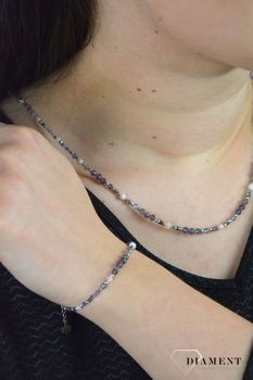Bransoletka ametyst, opal różowy, hematyt, iolit DIA-BRA-4873-925. astosowane kamienie w odcieniach różu i fioletu oprócz pięknego wyglądu posiadają szereg właściwości (1.JPG