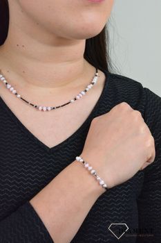 Bransoletka damska opal różowy, perła majorka, hematyt DIA-BRA-4879-925.Bransoletka posiada wygodne zapięcie na karabińczyk ze srebra (1).JPG