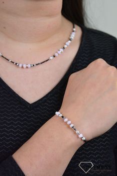 Bransoletka damska opal różowy, perła majorka, hematyt DIA-BRA-4879-925.Bransoletka posiada wygodne zapięcie na karabińczyk ze srebra (2).JPG