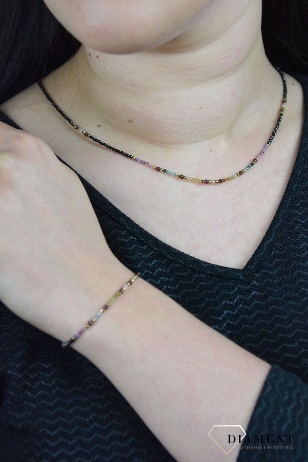 Bransoletka kolorowe kamienie naturalne turmalin, granat, hematyt DIA-BRA-4880-925.jpg