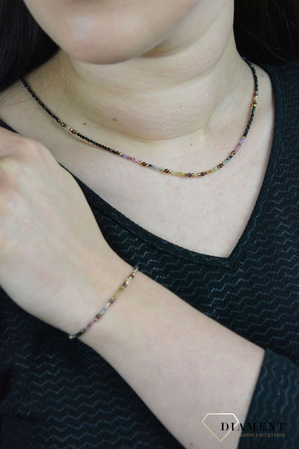 Bransoletka kolorowe kamienie naturalne turmalin, granat, hematyt DIA-BRA-4880-925.jpg