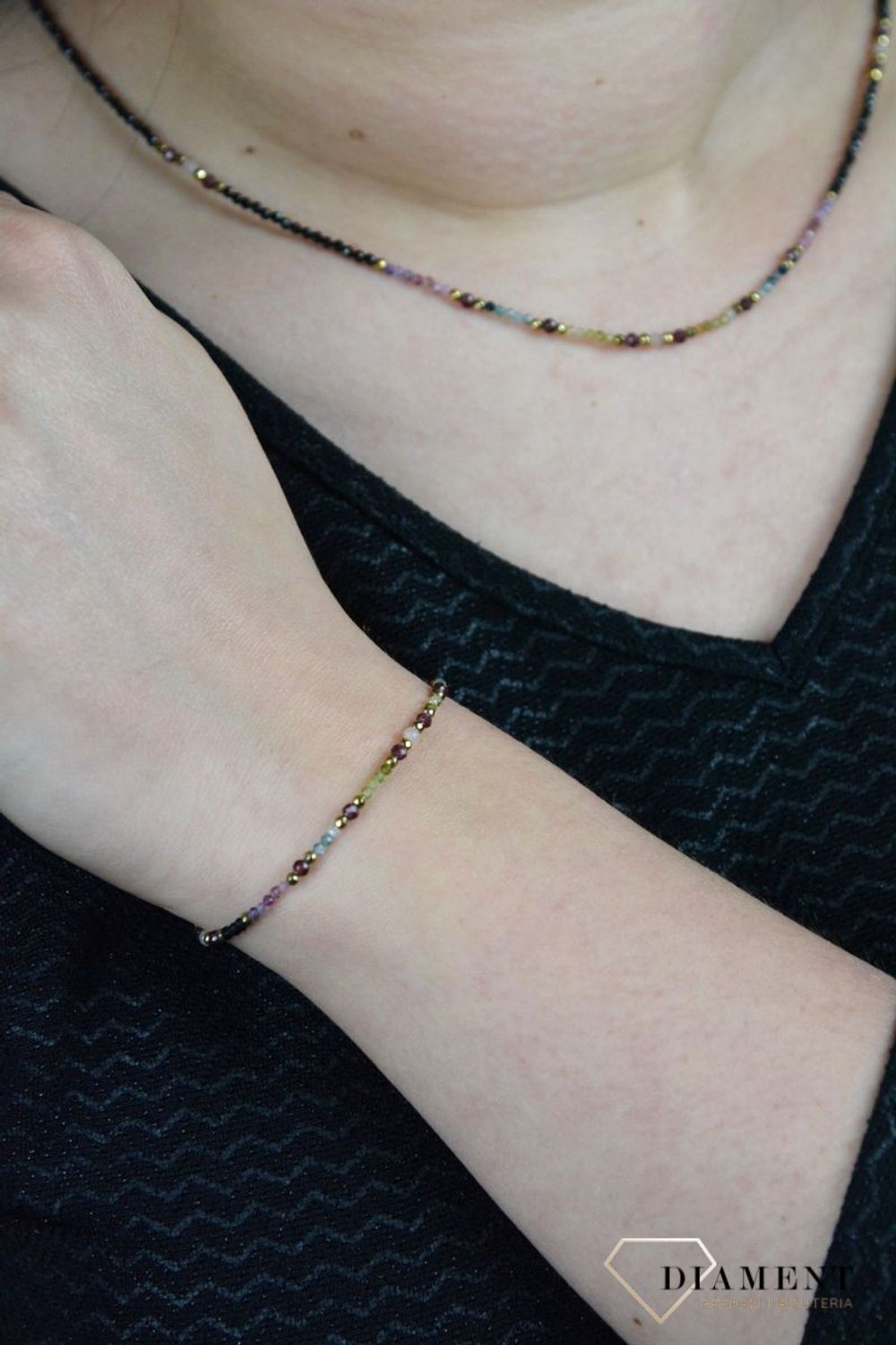 Bransoletka kolorowe kamienie naturalne turmalin, granat, hematyt DIA-BRA-4880-925.jpg