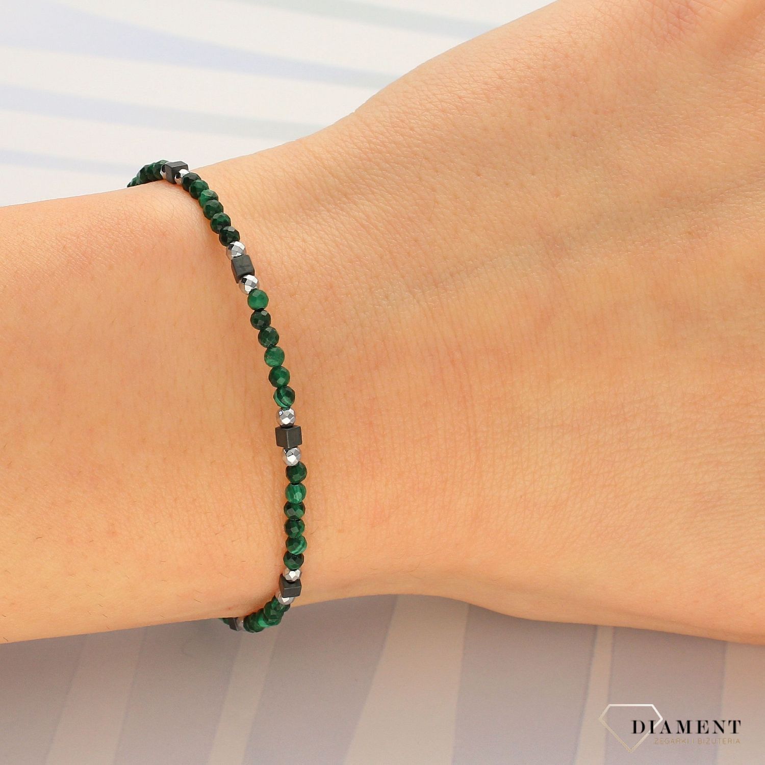Bransoletka kamienie naturalne hematyt, malachit DIA-BRA-4890-925 (1).jpg