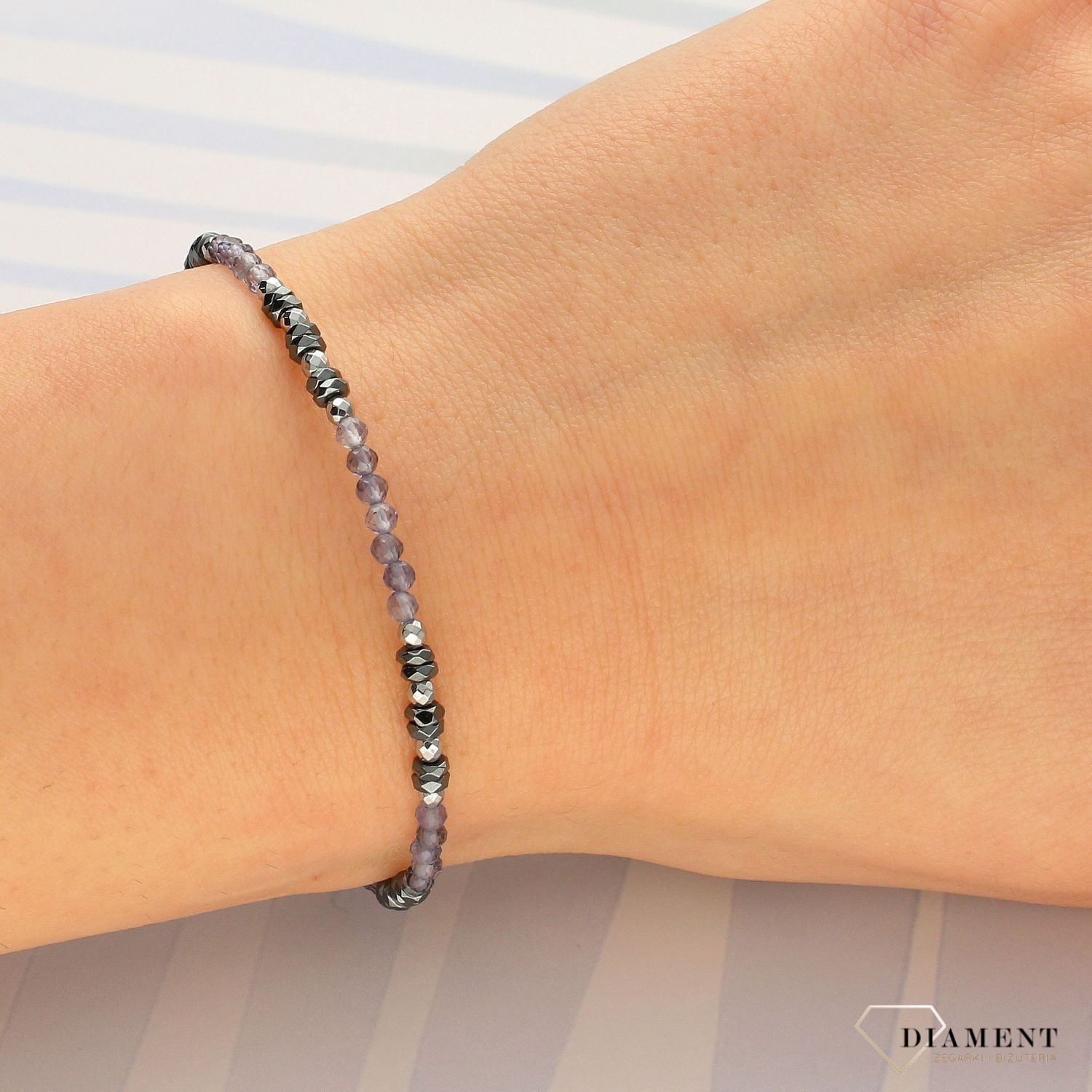Bransoletka damska hematyt, kordieryt DIA-BRA-4891-925 (1).jpg