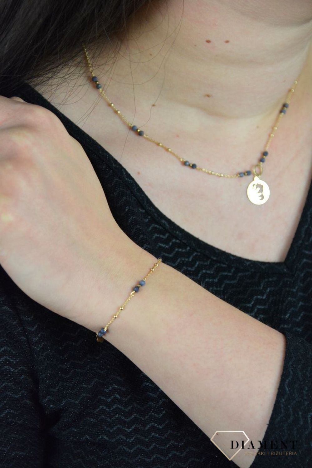 Bransoletka damska srebro pozłacane szafir DIA-BRA-4904-925.jpg