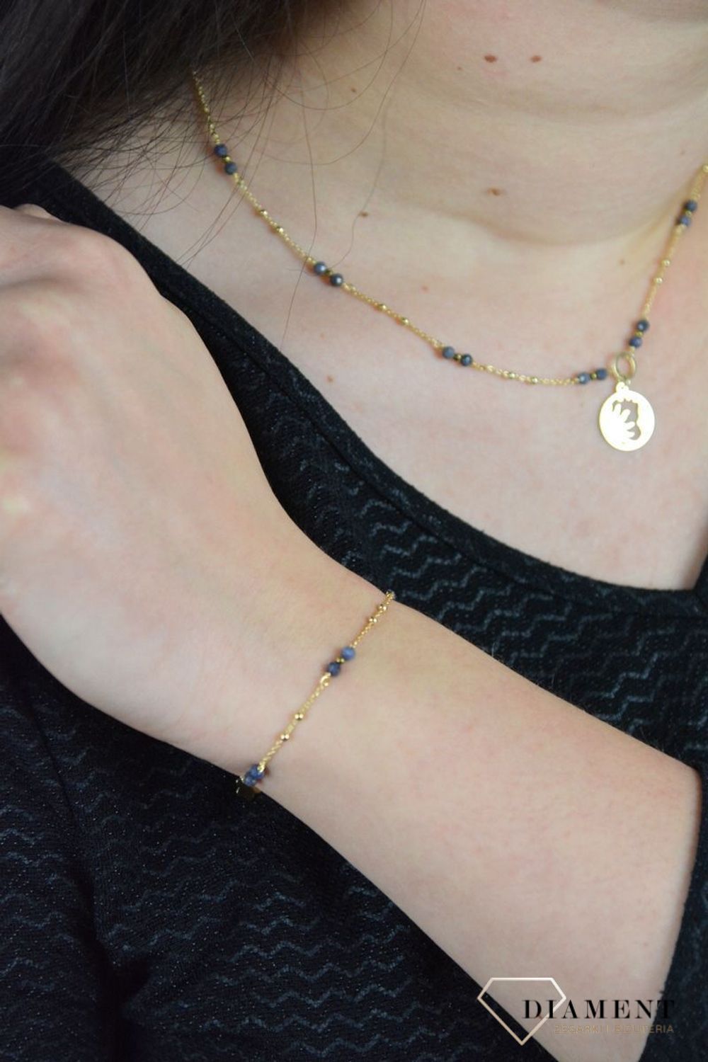 Bransoletka damska srebro pozłacane szafir DIA-BRA-4904-925.jpg