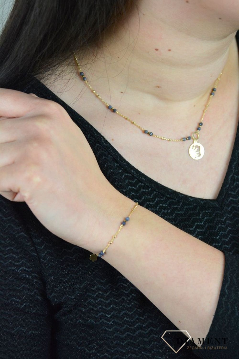 Bransoletka damska srebro pozłacane szafir DIA-BRA-4904-925.jpg