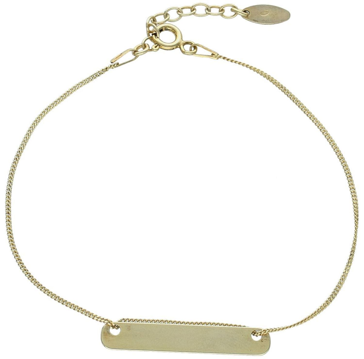 Stylowa bransoletka celebrytka ze srebra próby 925 pozłacana, z prostokątną blaszką (2,8 cm x 4 mm). Długość 18 + 2 cm, zapięcie na karabińczyk. Klasyczny, minimalistyczny dodatek.1.jpg