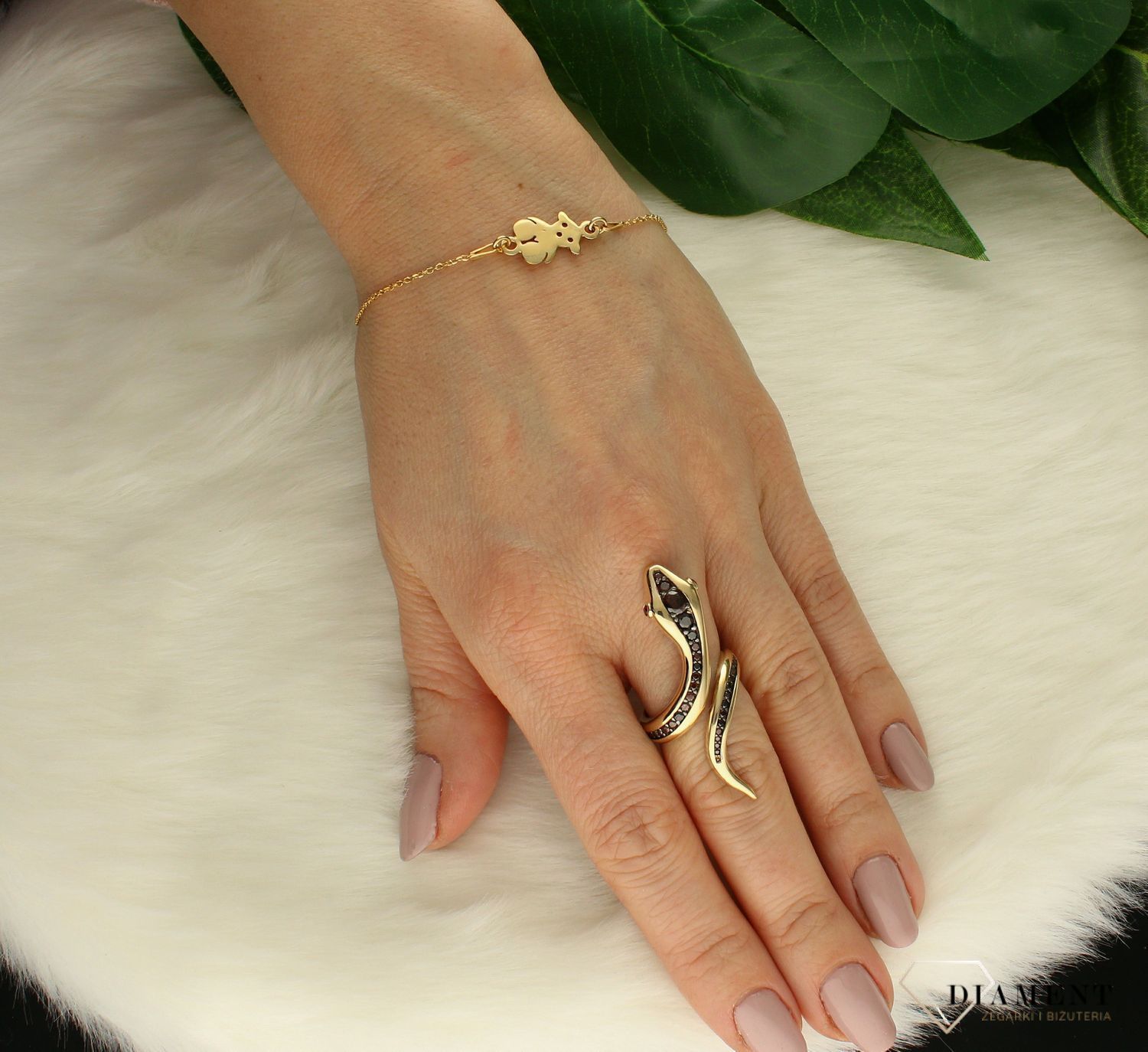 Złota bransoletka damska z misiem Srebro próba 925 DIA-BRA-5056-925d.jpg