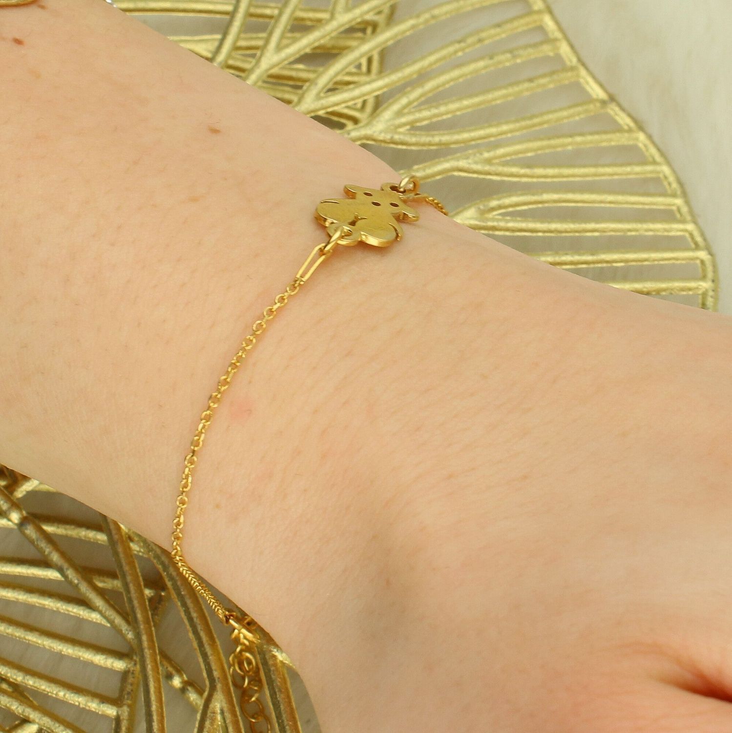 Złota bransoletka damska z misiem Tousy - Srebro próba 925.jpg