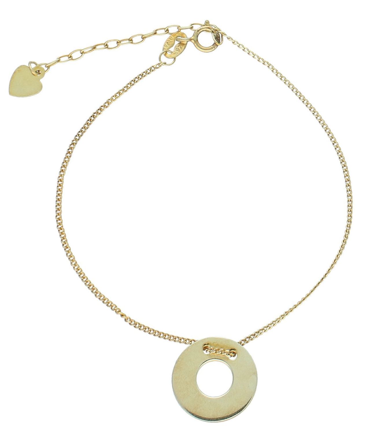 Bransoletka srebrna kółko z dziurką 925 celebrytka pozłacana DIA-BRA-5061-925. Srebrna bransoletka z modnym wzorem. Bransoletka składa się z delikatnego ażurowego łańcuszka. Bransoletka została wykonana z najwyższej jakości srebra pr.jpg