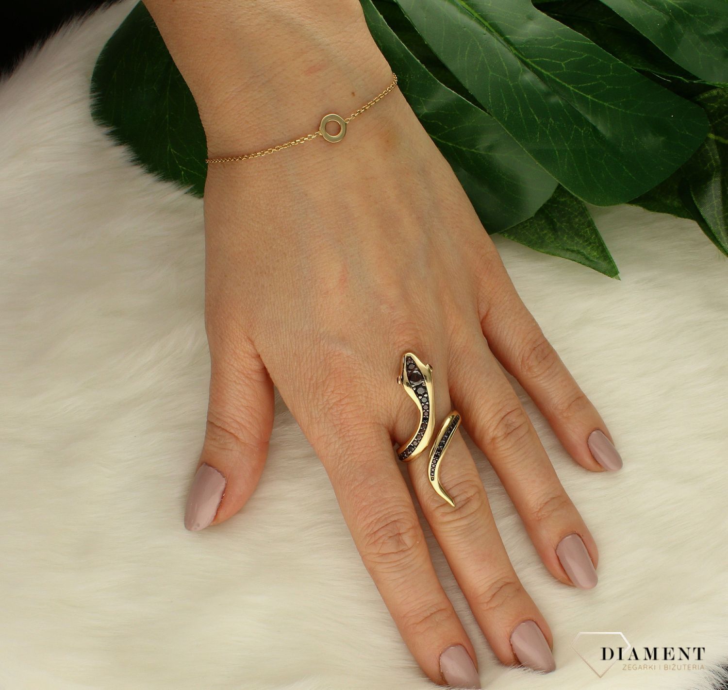 Srebrna bransoletka damska pozłacana z kółkiem blaszka DIA-BRA-5062-925a.png