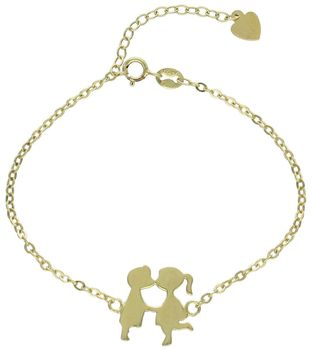 Pozłacana srebrna bransoletka 925 z zawieszkami dziewczynki i chłopca. Długość 16 + 3 cm, waga 2,20 g. Model DIA-BRA-5069-925 – subtelna biżuteria z przesłaniem miłości i rodziny.1.jpg