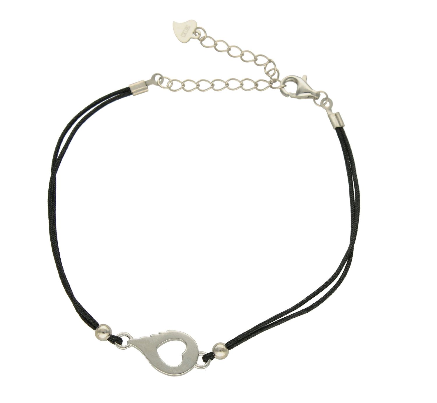 Bransoletka damska srebrna na sznureczku serduszko DIA-BRA-51515BLACK-925. Biżuteria ta będzie wspaniałym upominkiem dla każdej osoby. Bransoletka na sznureczku doskonale dopełni codzienną stylizację. Biżuteria wykonana z na.jpg