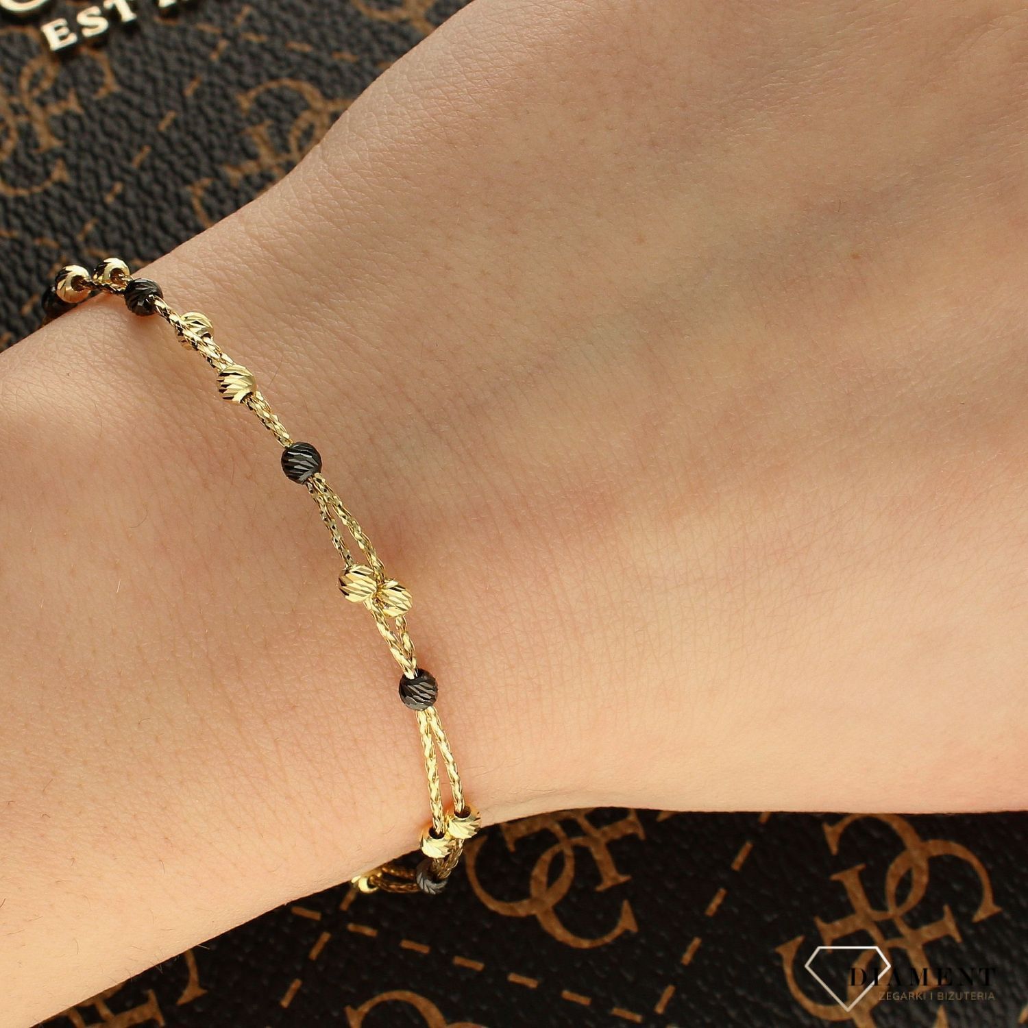 Bransoletka złota 585 podwójna z kuleczkami grawerowanymi (1).jpg