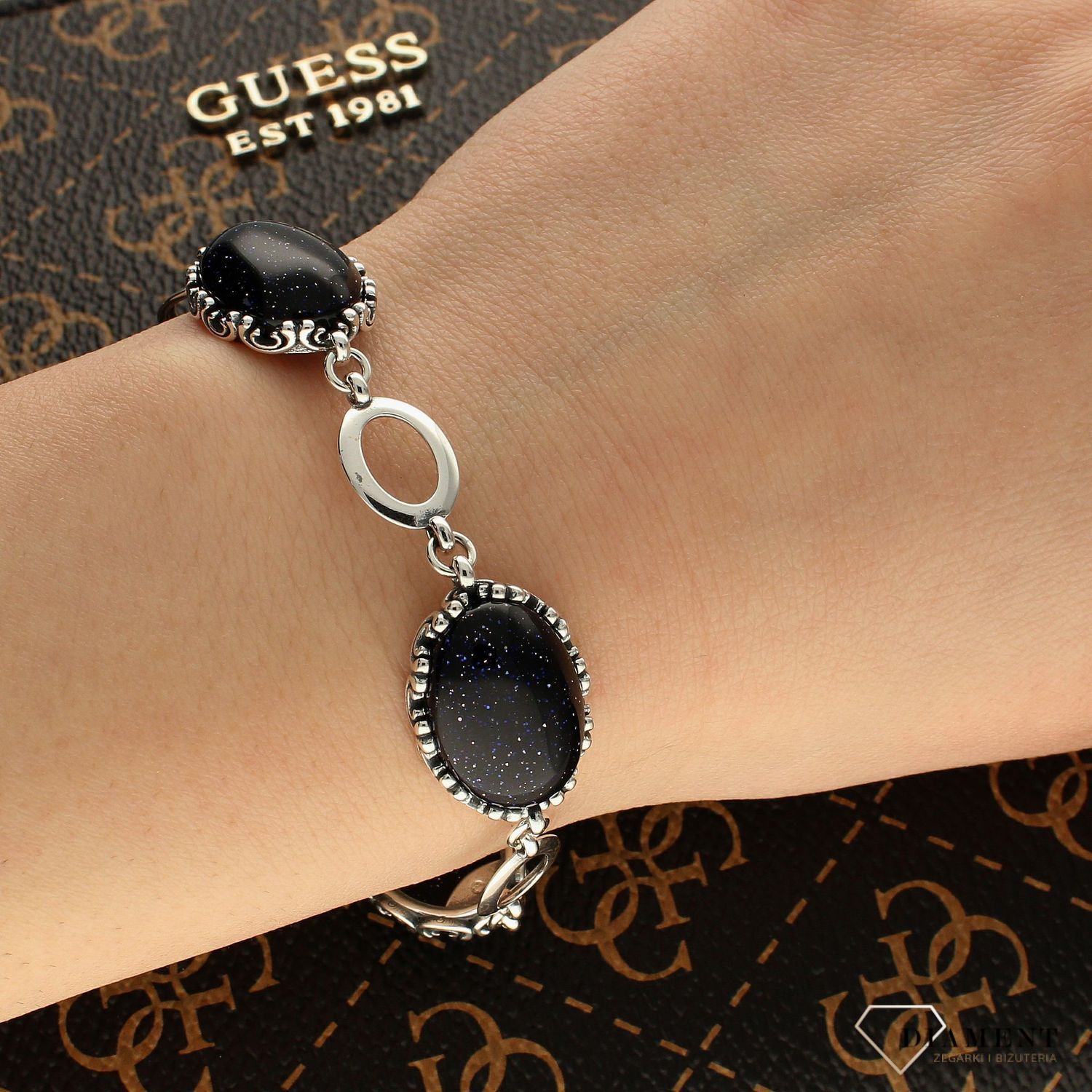 Bransoletka srebrna z kamieniem 'Noc Kairu w ornamencie' DIA-BRA-5492-925 (1).jpg