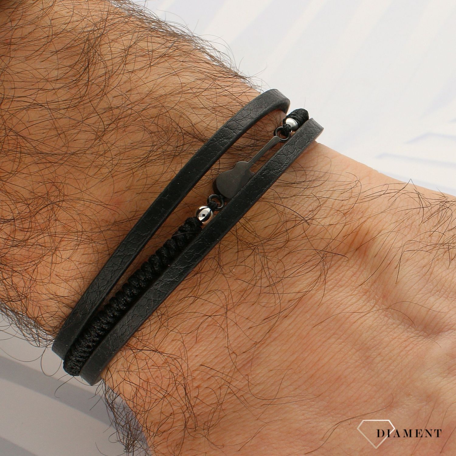 Bransoletka męska 'Czarna gitara elektryczna' stalowe zapięcie DIA-BRA-5498CZ-STAL (1).jpg