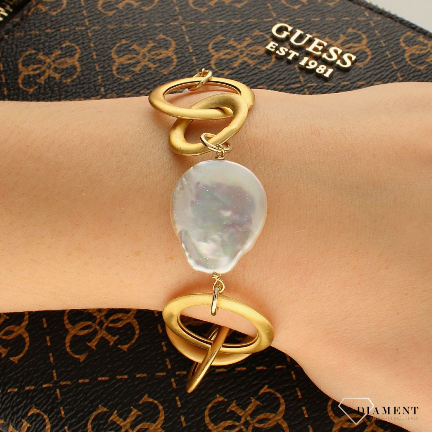 Pozłacana Bransoletka Dall'acqua kSublime Perły 925 DIAMENT DIA-BRA-5553-925.jpg