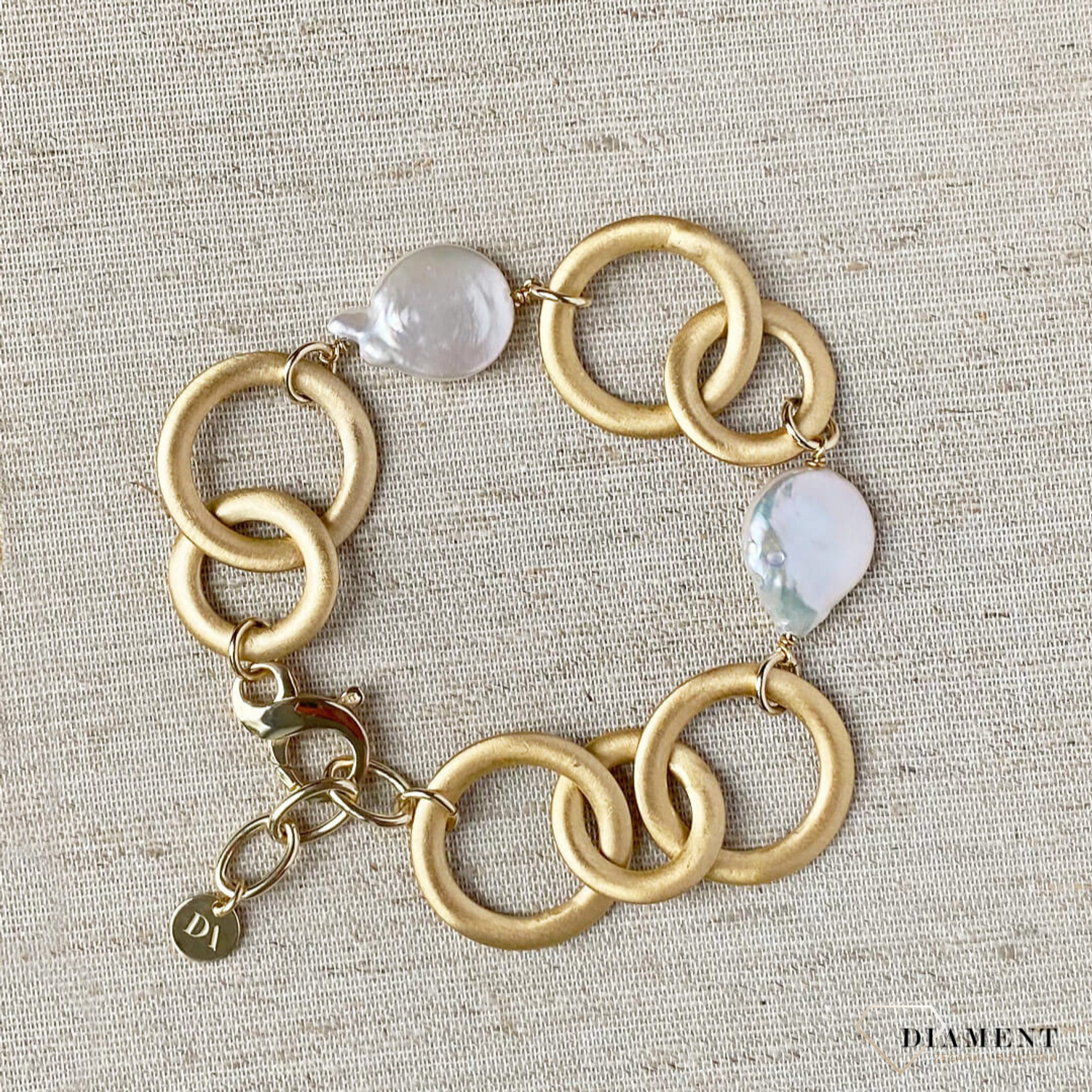 Pozłacana Bransoletka Dall'acqua kSublime Perły 925 DIAMENT DIA-BRA-5553-925.jpg